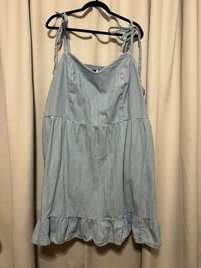 Old Navy Light Blue Denim Tie-Shoulder Sundress